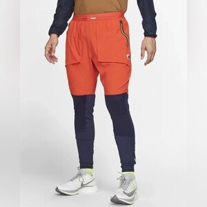 Nike Wild Run Men’s Running Pants Red/Volt; Size Medium